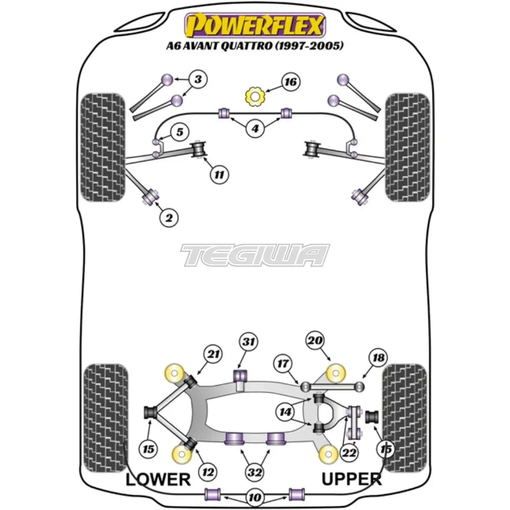 Powerflex Road Series Rear Tie Rod Outer Bush Audi A6 S6 RS6 C5 Avant Quattro 97-05
