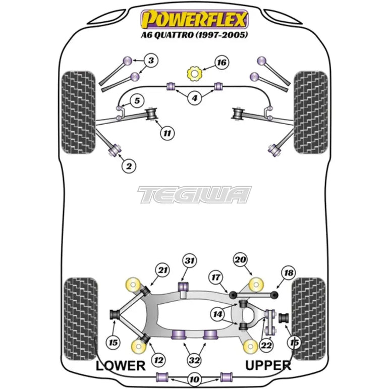 Powerflex Road Series Rear Tie Rod Outer Bush Audi A6 S6 RS6 C5 Quattro 97-05
