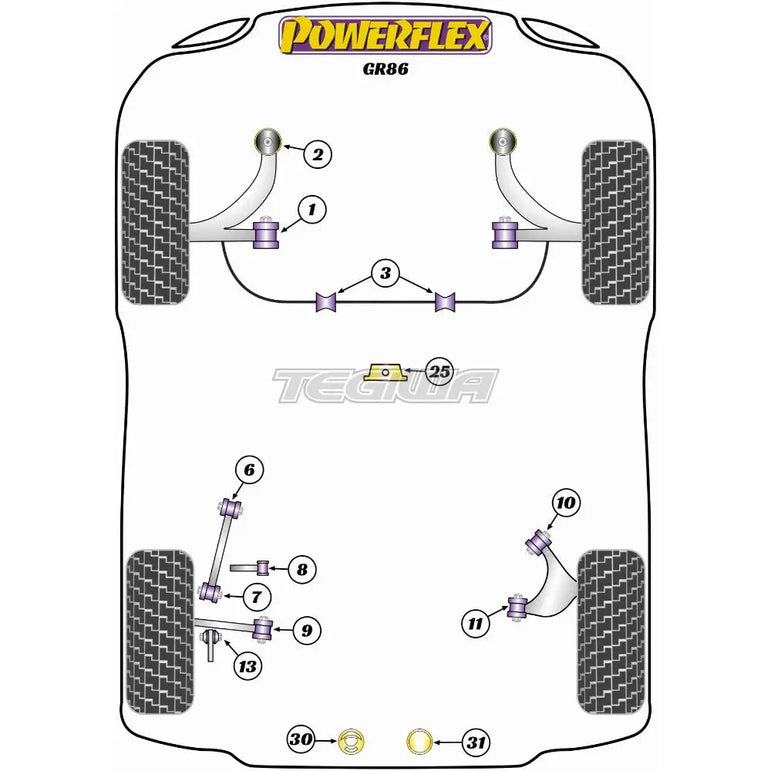 Powerflex Road Series Rear Upper Arm Inner Front Bush Toyota GR 86 21+