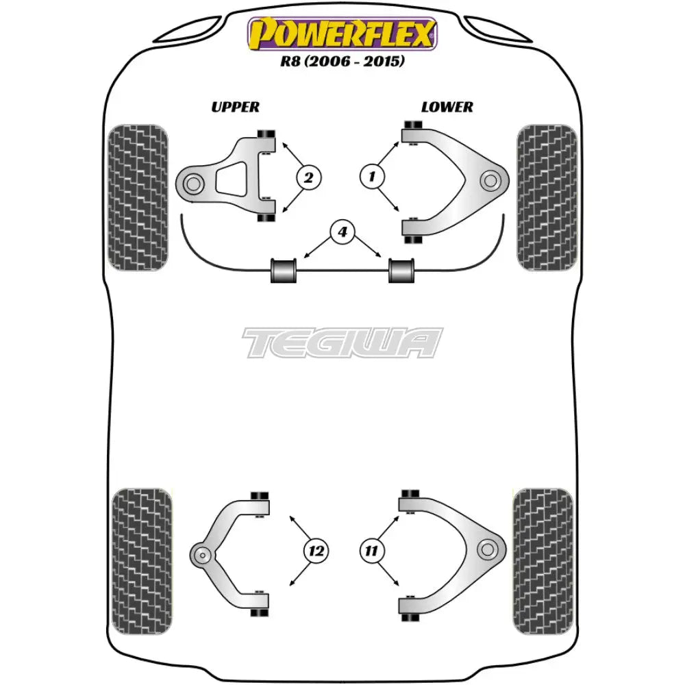 Powerflex Road Series Rear Upper Wishbone Bush Audi R8 Type 42 07-15