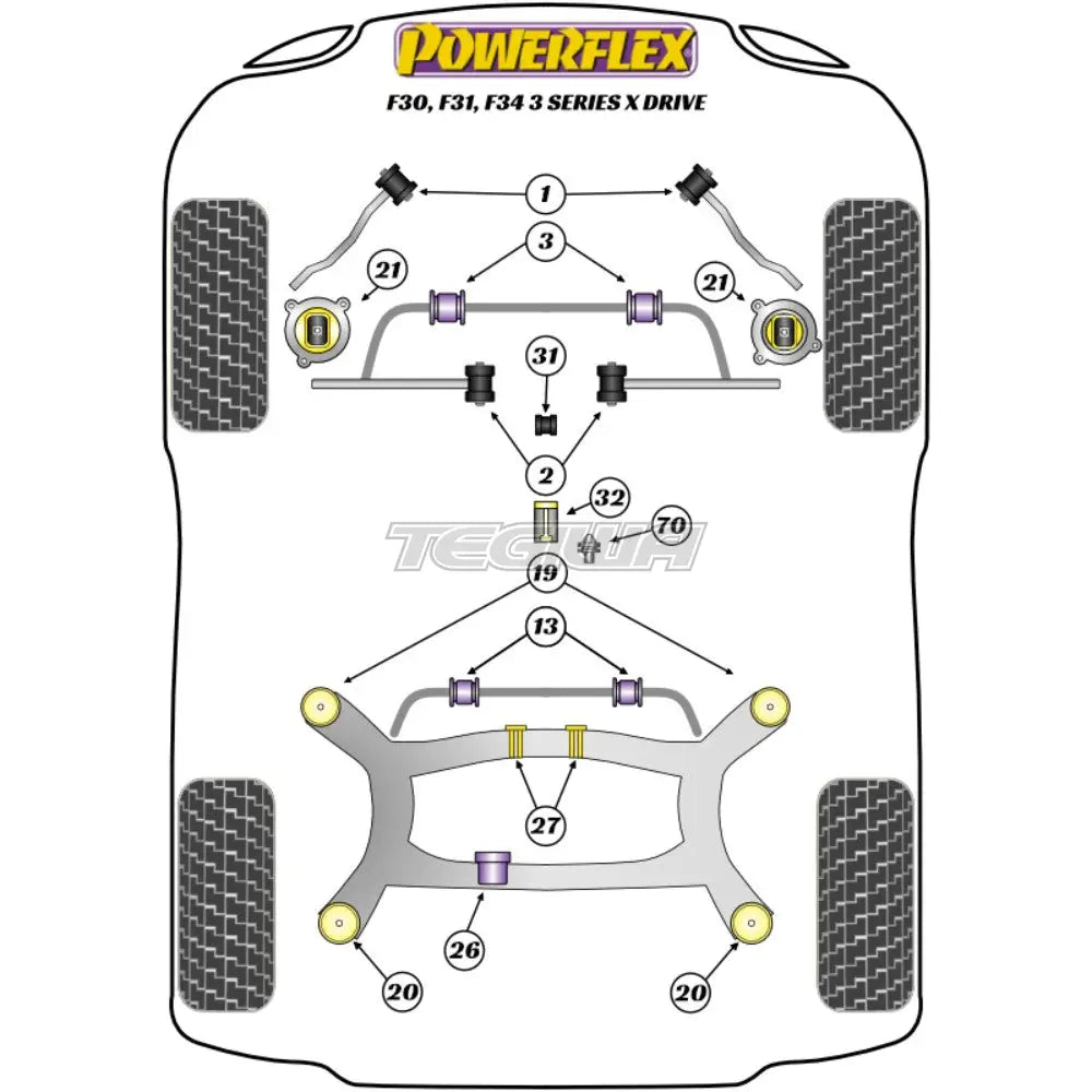 Powerflex Road Series Shifter Arm Rear Bush BMW 3 Series F30 F31 F34 F80 F3X Sedan Touring xDrive 11-18