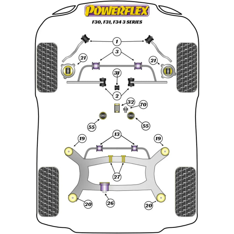 Powerflex Road Series Transmission Mounting Bush Fast Road BMW 3 Series F30 F31 F34 F80 F3X Sedan Touring GT 11-18
