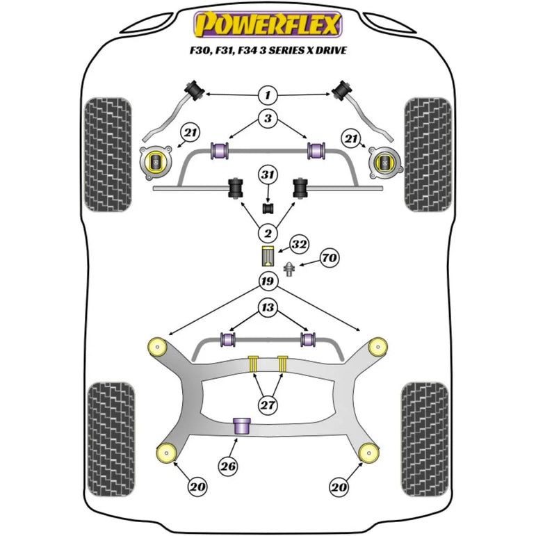 Powerflex Road Series Universal Exhaust Mount BMW 3 Series F30 F31 F34 F80 F3X Sedan Touring xDrive 11-18