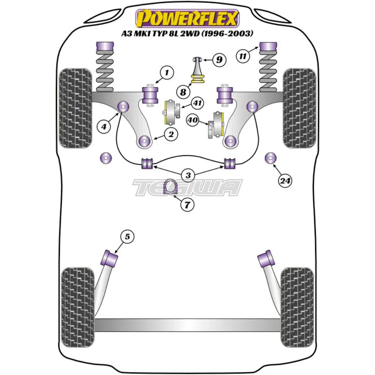 Powerflex Road Series Upper Engine Mount Insert Audi A3 S3 RS3 8L MK1 2WD 96-03