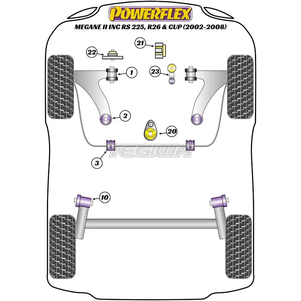 Powerflex Road Series Upper Engine Torque Mount Road Renault Megane II Inc RS 225 R26 and Cup 02-08