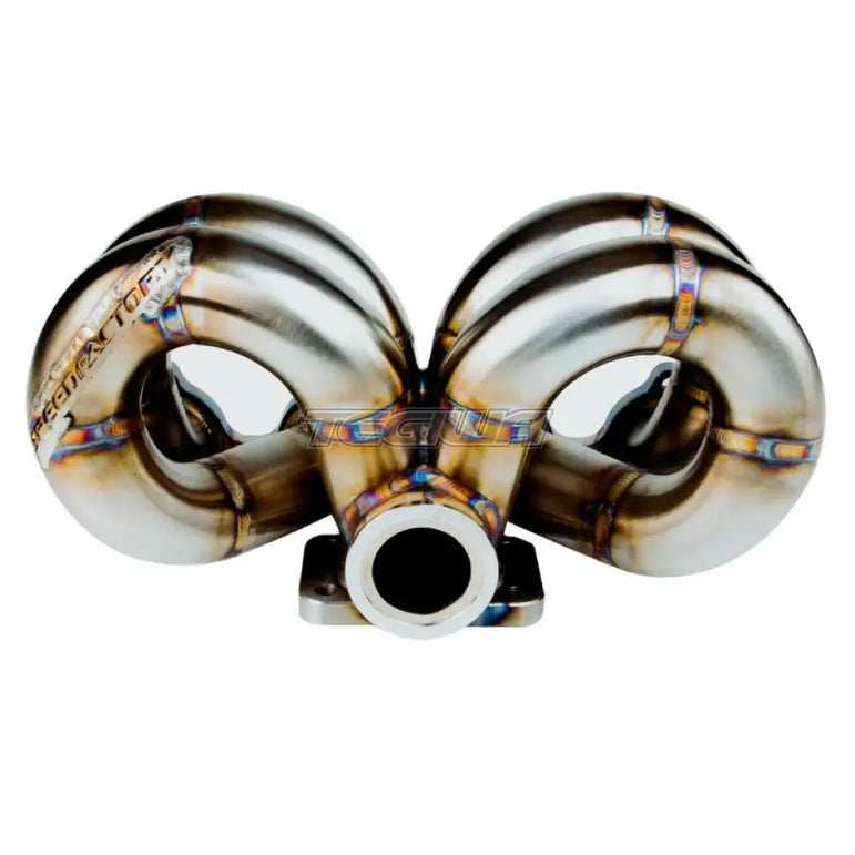 SpeedFactory Stainless Steel Turbo Manifold Ram Horn Style Honda B-Series T4 Flange w 44-46mm V-Band WG