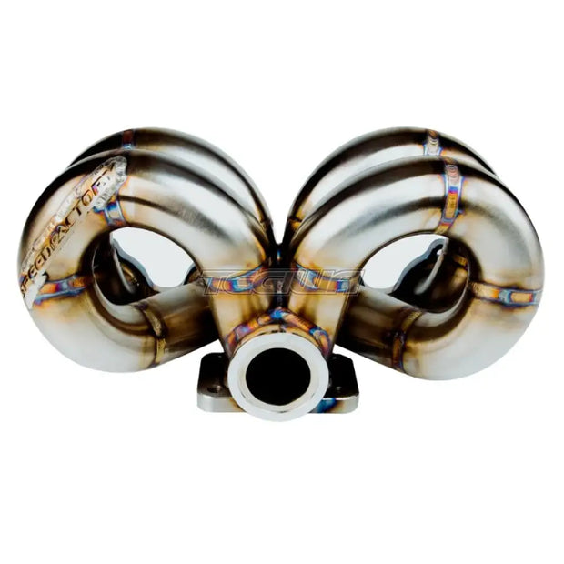 SpeedFactory Stainless Steel Turbo Manifold Ram Horn Style Honda B-Series T4 Flange w 44-46mm V-Band WG
