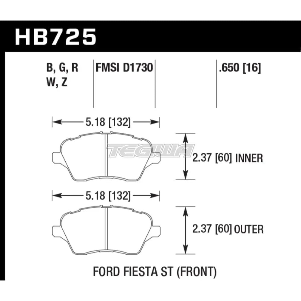 HAWK Performance HP Plus Road and Track Brake Pads Front - HB725N.650 - Image 2