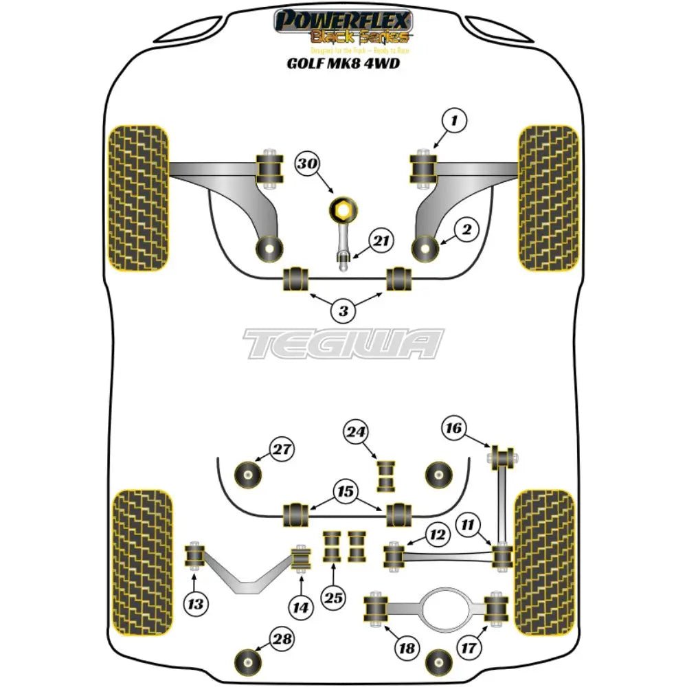 Powerflex Black Series Rear Subframe Front Mounting Bush Volkswagen Golf MK8 R 4WD 20 20+ - Image 2